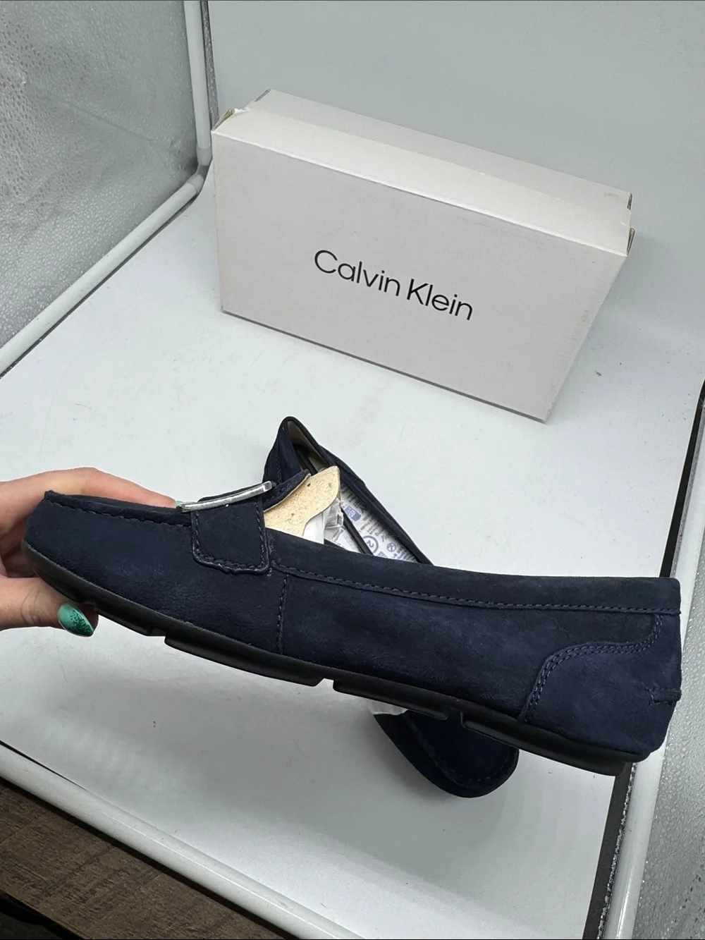 Calvin Klein Navy Blue Suede Lydia Loafers Size‎ 6